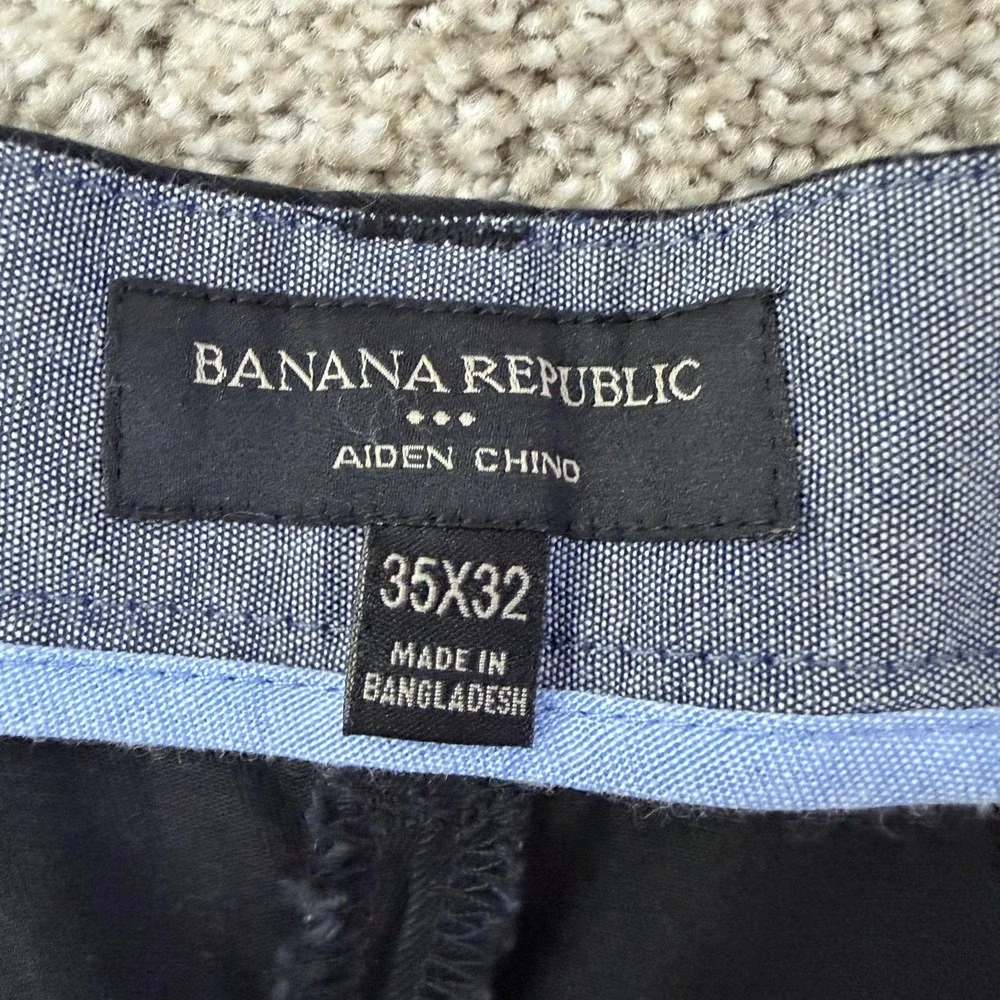 Banana Republic Aiden Chino Pants Mens 35x32 Black Regular Fit Straight Leg